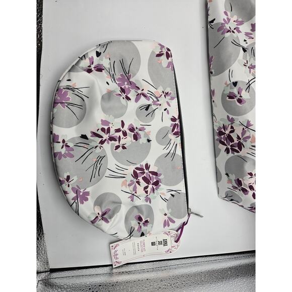 Anna Sui for PB Teen Flower Dot Collection Tote and Pouch NWT Gray Purple Floral - Picture 10 of 13